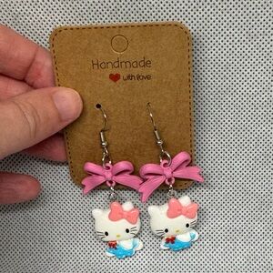 Handmade Bow and Hello Kitty Earrings